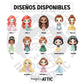 Diseños disponibles de marcapáginas imantados de princesas Disney: Ariel, Vaiana, Bella, Tiana, Anna, Blancanieves, Jasmine, Rapunzel, Cenicienta