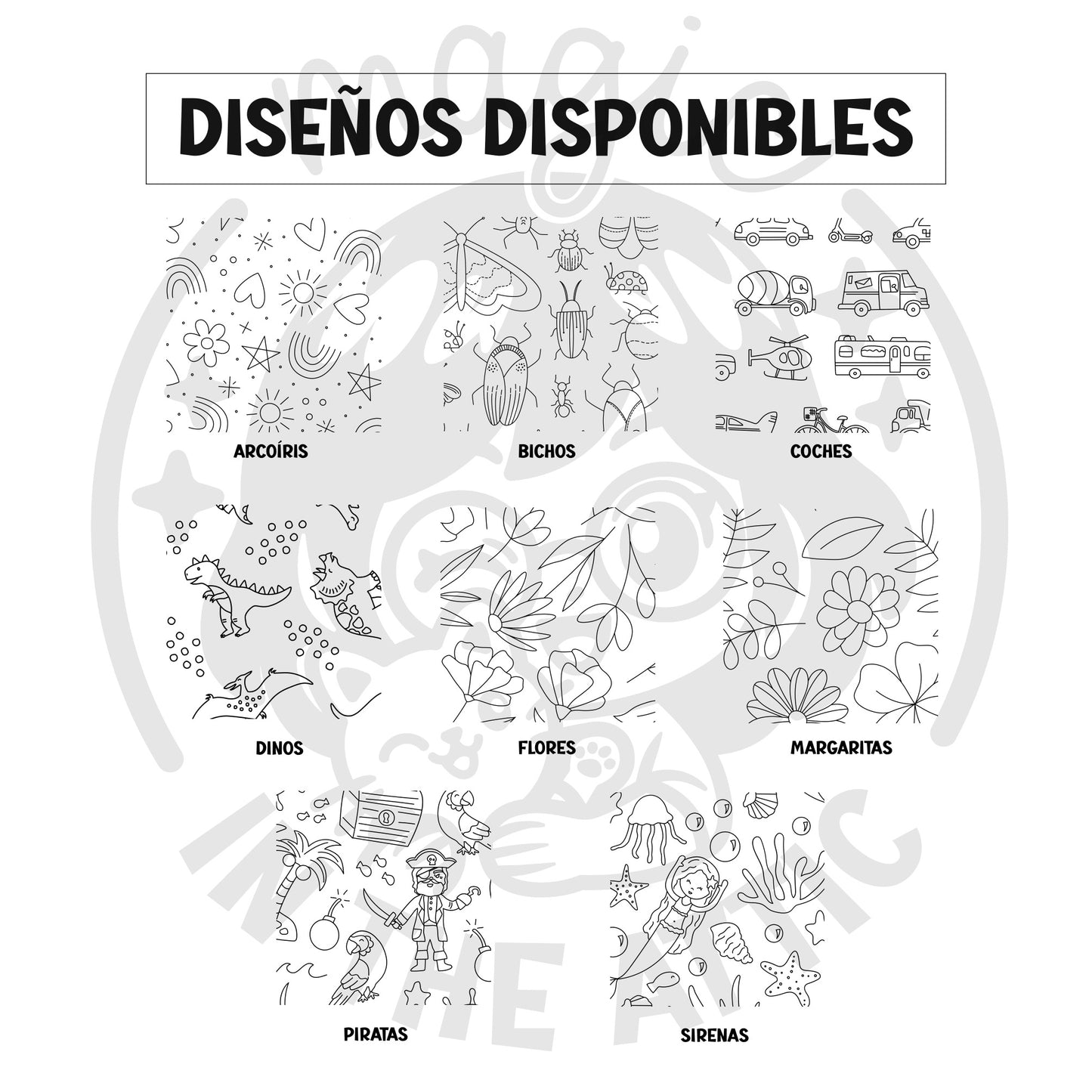 Catálogo de diseños de fondo disponibles para placa de madera personalizada con nombre