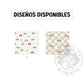 Los dos estampados disponibles para la placa de coches: cochecitos retro de colores con estrellas y cochecitos sobre fondo de cuadros